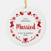 5e kerstman gehuwd met persoonlijke feestelijke ad keramisch ornament (Voorkant)