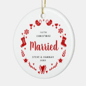 5e kerstman gehuwd met persoonlijke feestelijke ad keramisch ornament (Links)