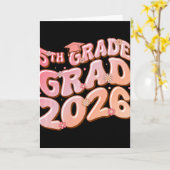 5e klas afstudeerklas 2026 afstuderen groovy roze kaart (Gele Bloem)