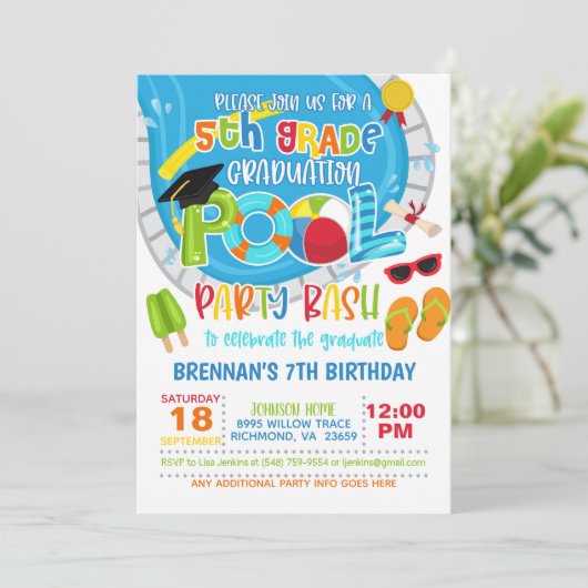 5e klas Afstuderen Pool Party - Boy Kaart (Staand voorkant)