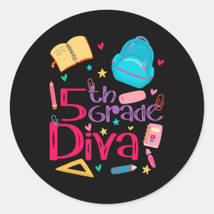 5e klas diva leraar meisje outfit schattig eerste ronde sticker