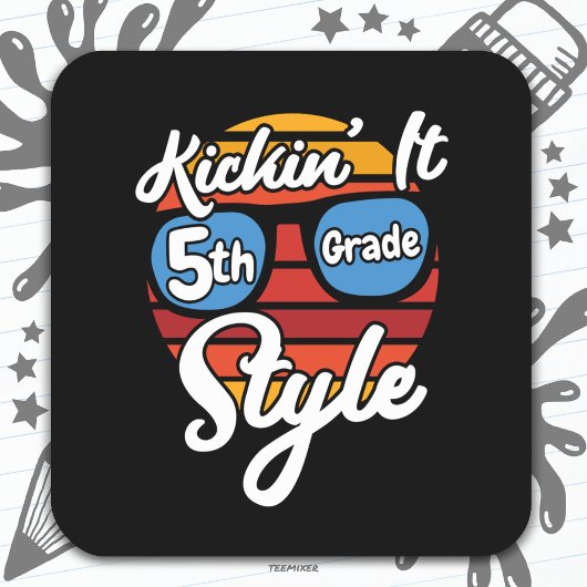 5e klas eerste dag 5e klas terug naar school vierkante sticker