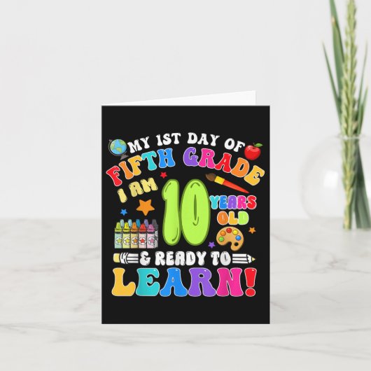 5e klas eerste dag van schooljongens meisjes kaart (Voorkant)