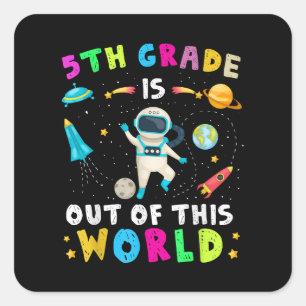 5e klas is uit deze wereld terug naar school Kinde Vierkante Sticker