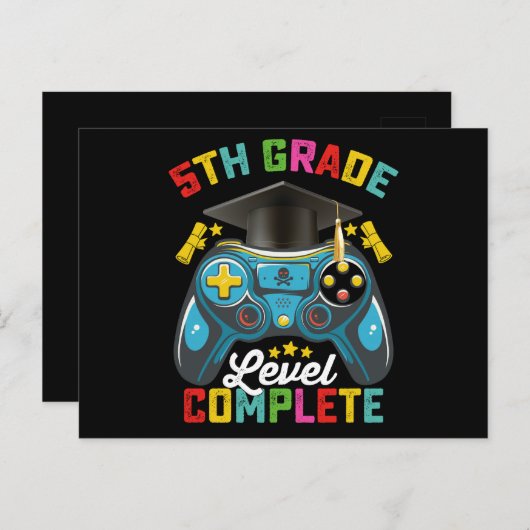 5e klas niveau complete Afstuderen gaming gamer Briefkaart (Voorkant / Achterkant)