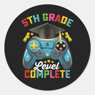 5e klas niveau complete Afstuderen gaming gamer Ronde Sticker