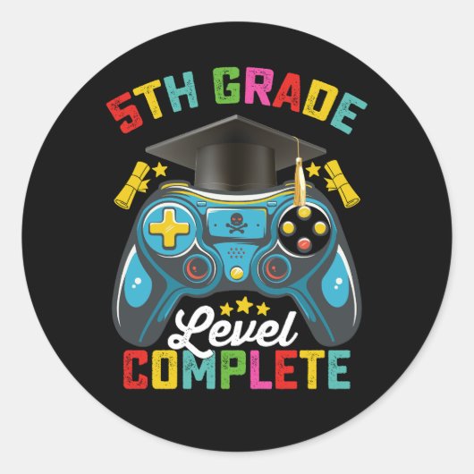 5e klas niveau complete Afstuderen gaming gamer Ronde Sticker (Voorkant)