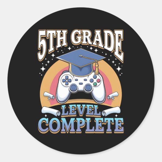 5e klas niveau complete Afstuderen gaming gamer Ronde Sticker (Voorkant)