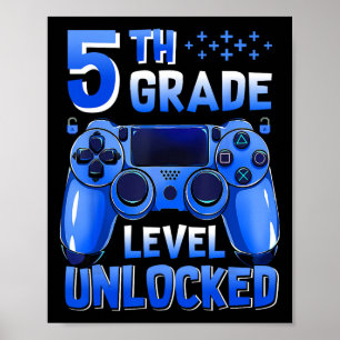 5e klas niveau ontgrendelde gamer eerste schooldag poster