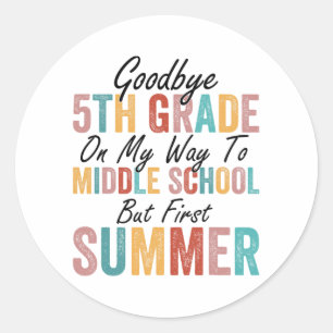 5e klas op weg naar de middelbare school, maar eer ronde sticker