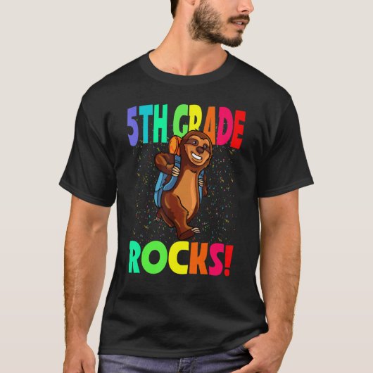 5e klas Rocks luiaard terug naar school T-shirt (Voorkant)