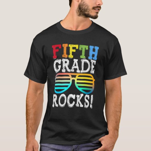 5e klas rocks terug naar school leraar 5e klas t-shirt (Voorkant)