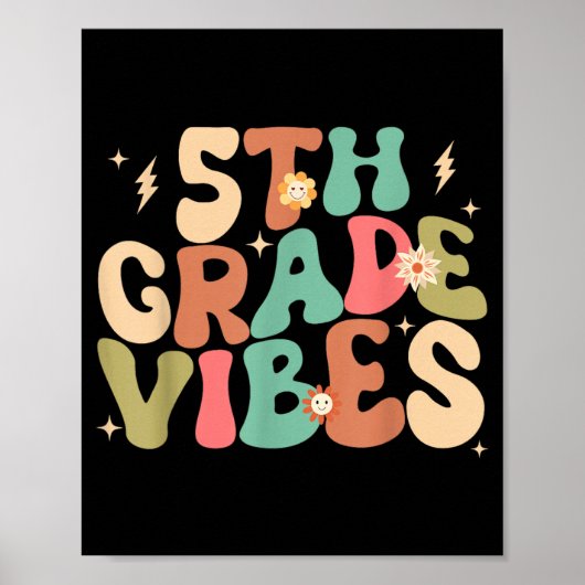 5e klas sfeer groovy terug naar school poster (Voorkant)