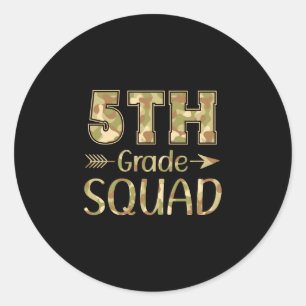 5e klas squad leraar &amp; student camouflage teru ronde sticker