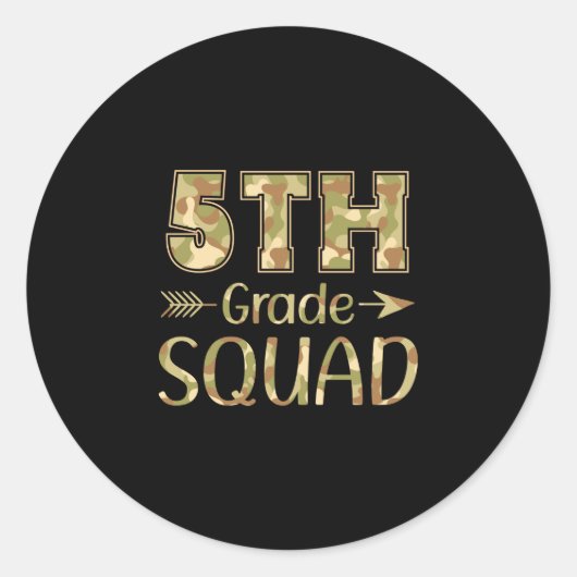 5e klas squad leraar & student camouflage teru ronde sticker (Voorkant)