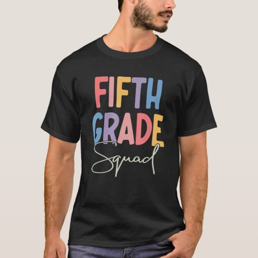 5e klas squad vijfde docent studententeam terug na t-shirt (Voorkant)