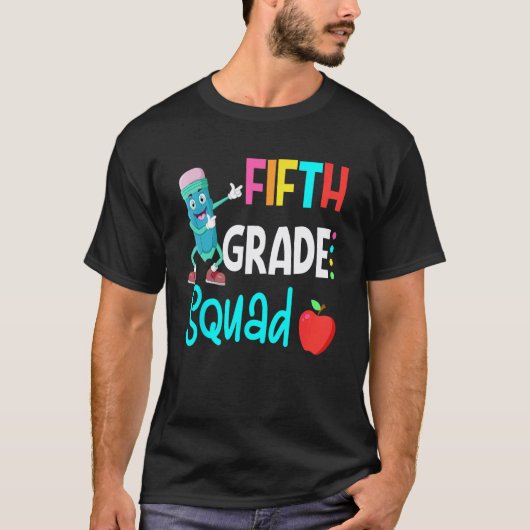 5e klas squad vijfde leraar student team terug naa t-shirt (Voorkant)