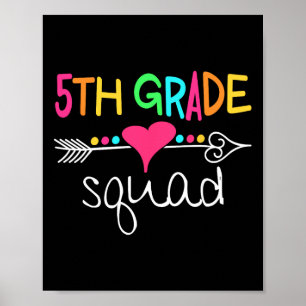 5e klas squad vijfde leraar studententeam terug na poster