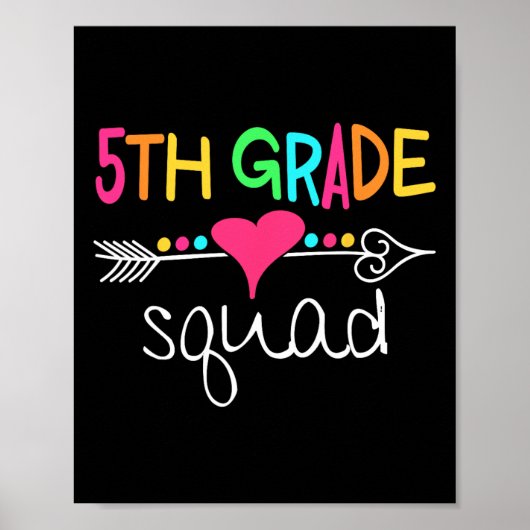 5e klas squad vijfde leraar studententeam terug na poster (Voorkant)