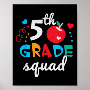 5e klas team jongens meisjes leraren Cute terug na Poster