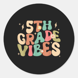 5e klas vibes groovy terug naar school ronde sticker