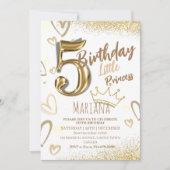 5e kleine prinses gouden glitter koele verjaardag kaart (Voorkant)