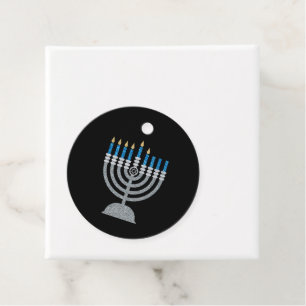 5e nacht van Hanukkah Glitter Favor Tags Bedankjes Labels