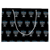 5e nacht van Hanukkah Glitter Large Gift Bag Groot Cadeauzakje (Achterkant)