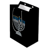 5e nacht van Hanukkah Glitter Medium Gift Bag Cadeauzakje (Achterkant Gekanteld)