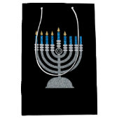 5e nacht van Hanukkah Glitter Medium Gift Bag Medium Cadeauzakje (Voorkant)
