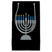 5e nacht van Hanukkah Glitter Small Gift Bag Klein Cadeauzakje (Voorkant)