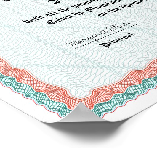 5e of 8e klas Afstuderen of promotie diploma Poster (Hoek)