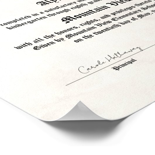 5e of 8e klas Afstuderen of promotie diploma Poster (Hoek)