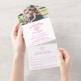 5e Pink Toermalijn huwelijksjubileum RSVP foto All In One Uitnodiging