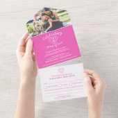 5e Pink Toermalijn huwelijksjubileum RSVP foto All In One Uitnodiging (Afscheurbaar)