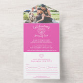 5e Pink Toermalijn huwelijksjubileum RSVP foto All In One Uitnodiging (Binnen)