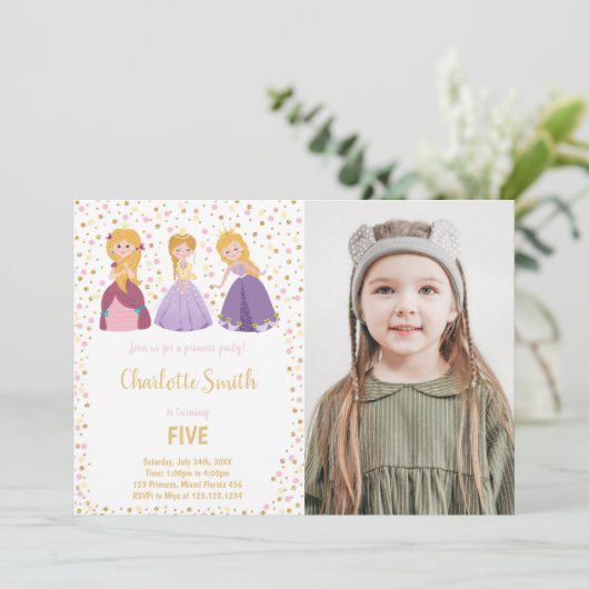 5e Prinses Verjaardag Uitnodigingen met Foto (Staand voorkant)