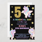 5e Rainbow Unicorn Verjaardag Uitnodigingen Vliege (Voorkant / Achterkant)