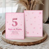 5e Roze Glitter Verjaardag | Fonkel Glitter Kaart