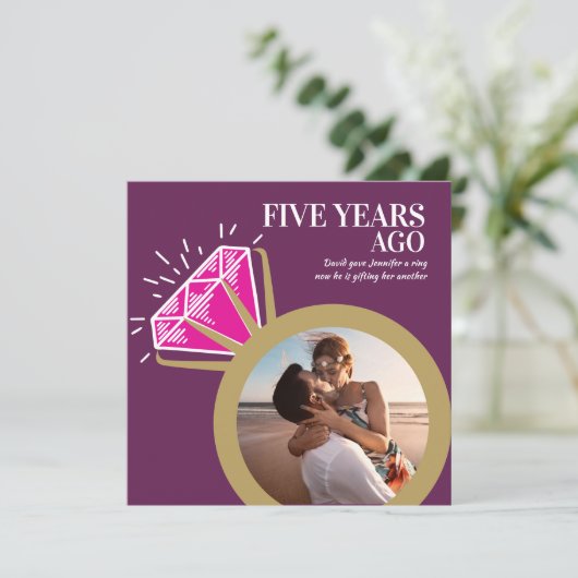 5e roze tourmalijn jubileum gouden ring 2 foto's kaart (Staand voorkant)