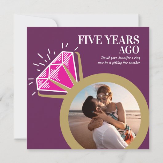 5e roze tourmalijn jubileum gouden ring 2 foto's kaart (Voorkant)