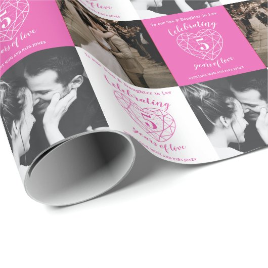 5e roze tourmaline Weddenschap Jubileum 2 foto's Cadeaupapier (Rol Hoek)