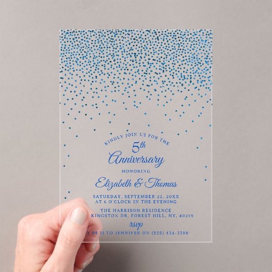 5e Sapphire Wedding Jubileum Acryl Uitnodigingen (Insitu (Draagbaar))