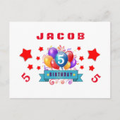 5e Save Datum Verjaardag Ballonnen en Sterren S01H Aankondigingskaart (Voorkant)