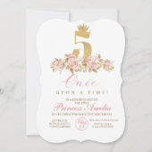 5e Schattigee roze gouden kroonprinses verjaardag Kaart (Voorkant)