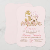 5e Schattigee roze gouden prinses kasteel verjaard Kaart (Voorkant / Achterkant)