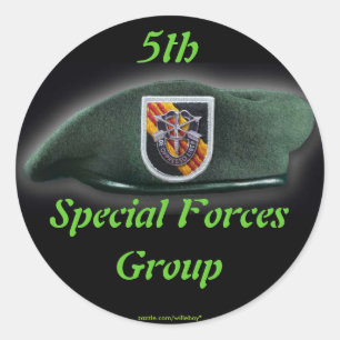 5e Special forces Groene Baretten SF SFG SOF Ronde Sticker