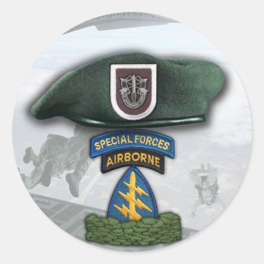 5e Special forces Groene Baretten veteranen flash  Ronde Sticker (Voorkant)