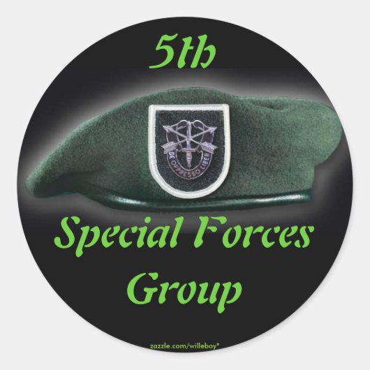 5e Special Forces groep Fort Campbell veteranen Ronde Sticker (Voorkant)