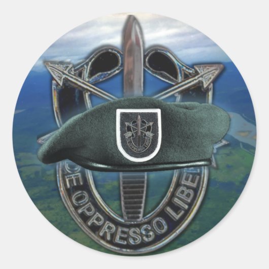 5e Special forces groep Groene Baretten veteranen  Ronde Sticker (Voorkant)